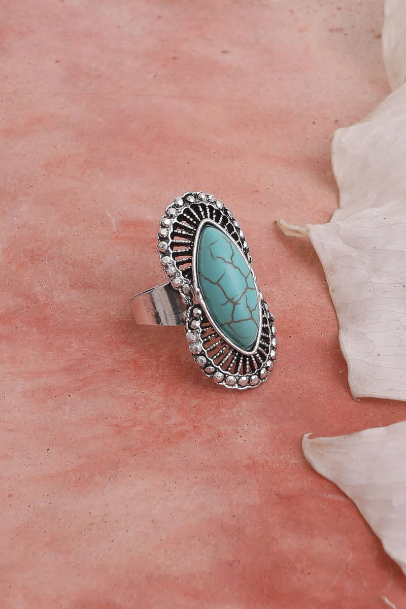 Marquise Western Adjustable Turquoise Ring