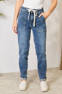 Neriah: Judy Blue Full Size High Waist Drawstring Denim Jeans