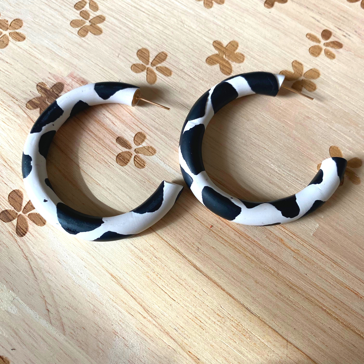 Cow Print Hoop Earrings
