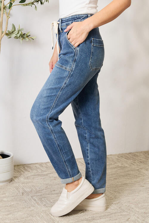 Neriah: Judy Blue Full Size High Waist Drawstring Denim Jeans
