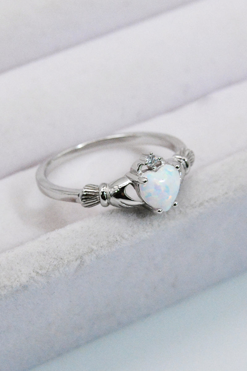 Minerva 925 Sterling Silver Heart Opal Ring