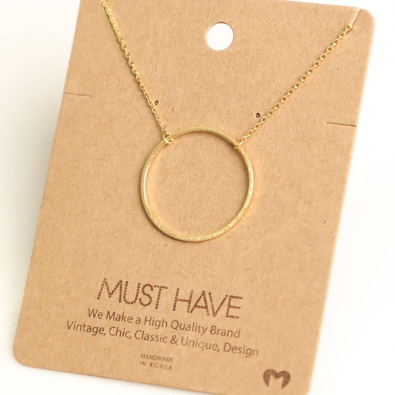Large Circle Ring Necklace In Gold