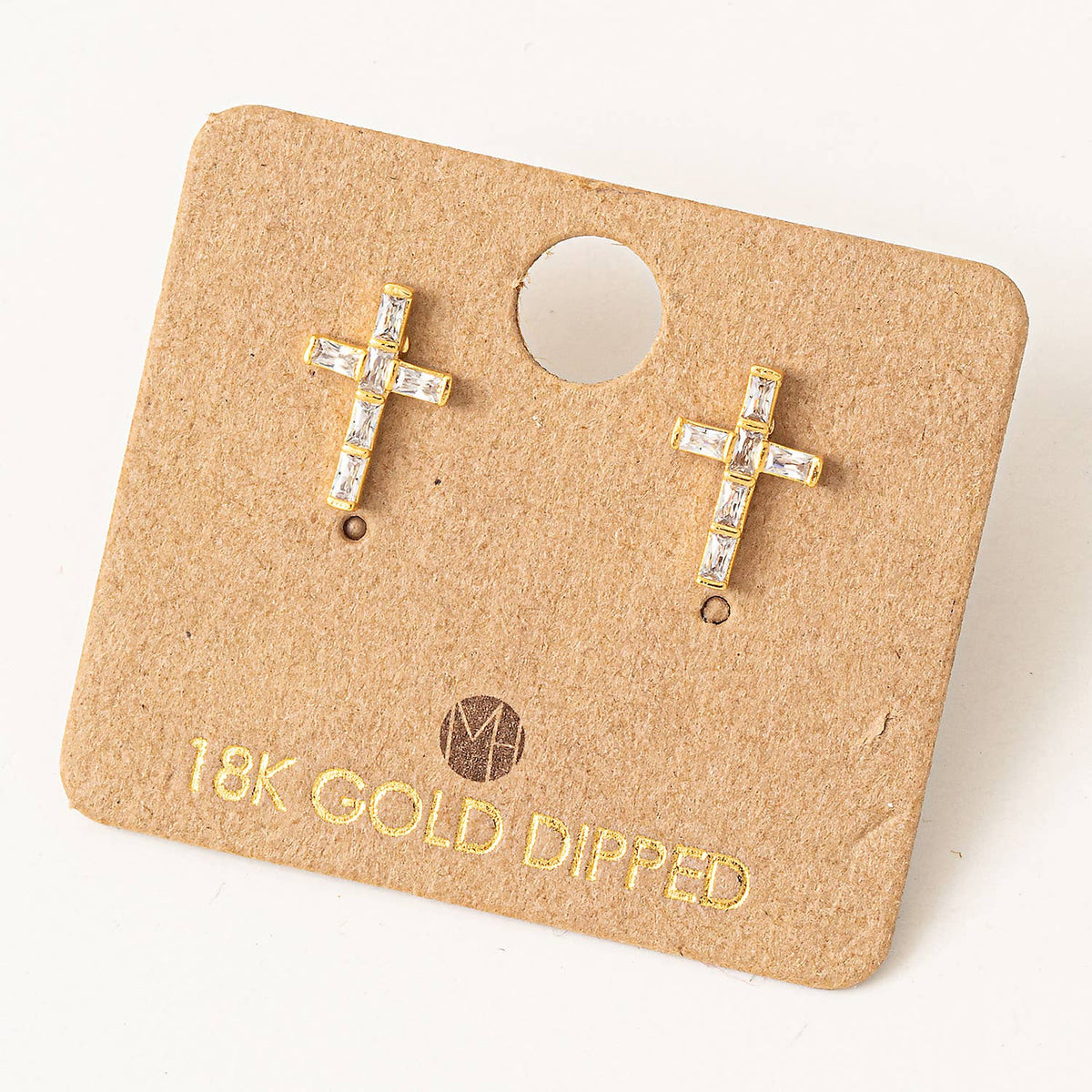 Mini Cross Stud Earrings In Gold