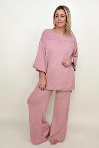 Wide Sleeve Knit Sweater With Side Slits
