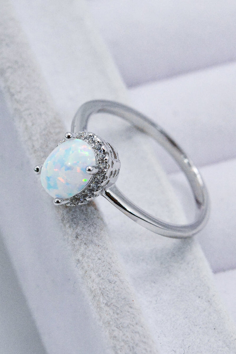 Gaia 925 Sterling Silver 4-Prong Opal Ring