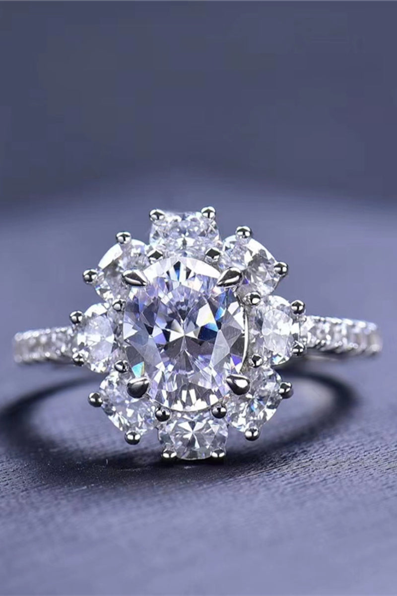 The Queen | 2 Carat Moissanite Floral|  925 Sterling Silver Ring