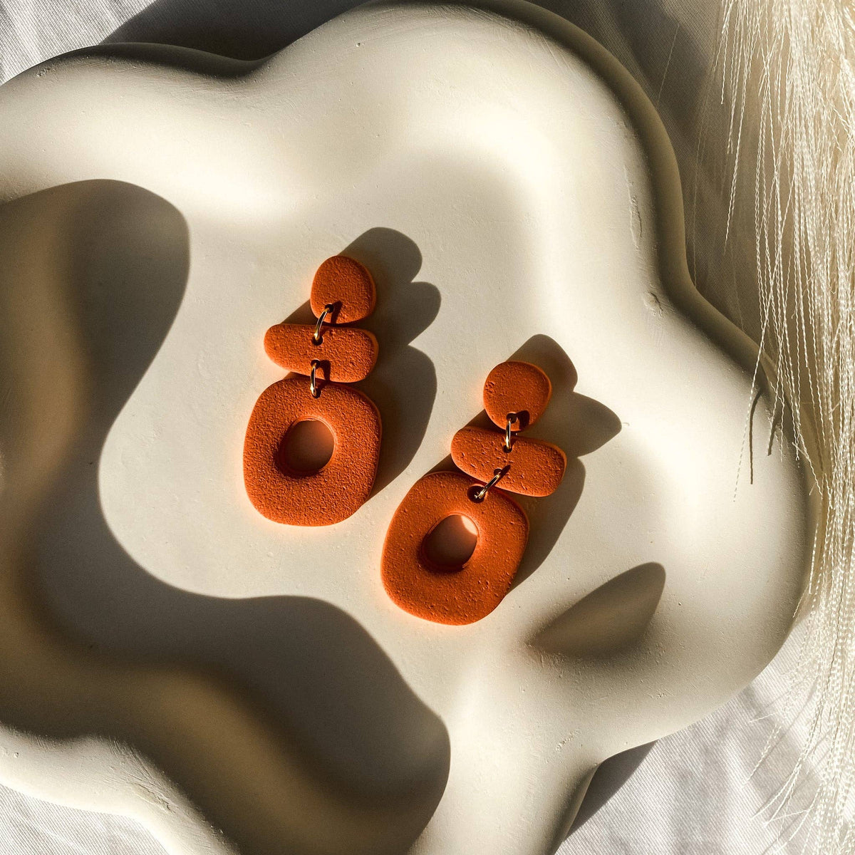 Minimalist Abstract Orange Earrings