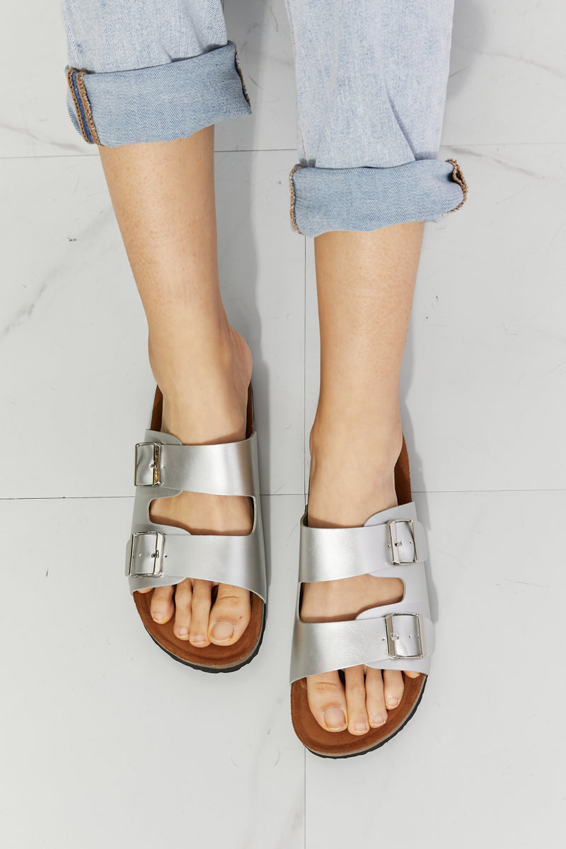 Best Life Double-Banded Slide Sandal in Silver
