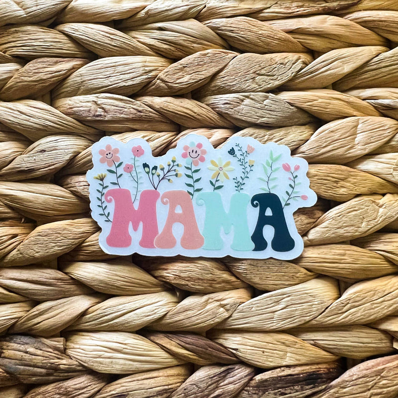 Mama Spring Floral, Clear Vinyl , Sticker, 3 in.