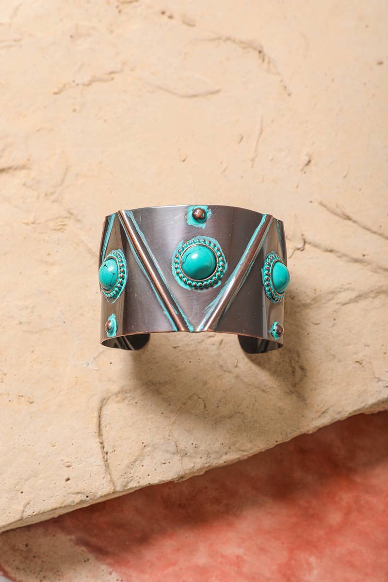 Turquoise Stone Studded Cuff